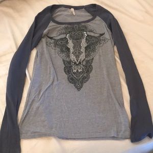 Sequin Cow Skull Long Sleeve Shirt